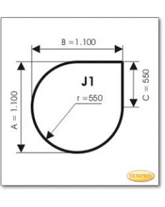 Kaminbodenplatte aus Stahl, Form: J1